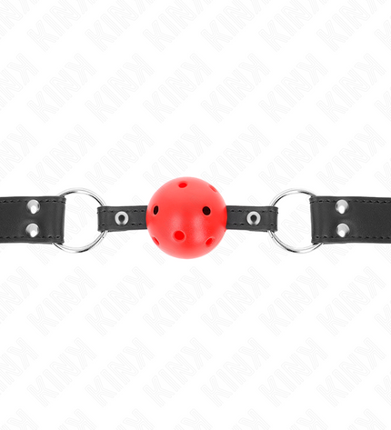 KINK - BÂTON RESPIRANT 4 CM AVEC DOUBLE RIVET CUIR 62,5 x 2,5 CM RÉGLABLE 42-58 CM by KINK COLLAR & GAG