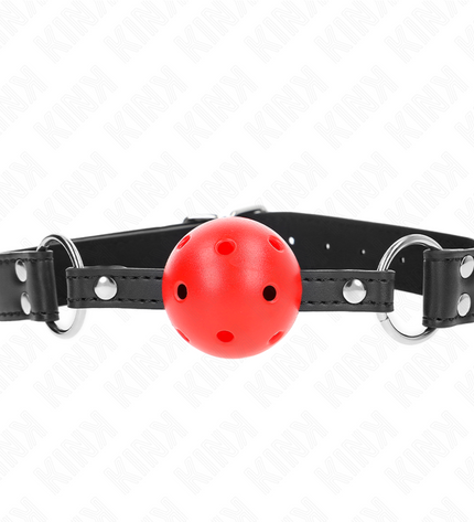 KINK - BÂTON RESPIRANT 4 CM AVEC DOUBLE RIVET CUIR 62,5 x 2,5 CM RÉGLABLE 42-58 CM by KINK COLLAR & GAG