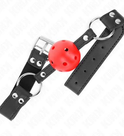 KINK - BÂTON RESPIRANT 4 CM AVEC DOUBLE RIVET CUIR 62,5 x 2,5 CM RÉGLABLE 42-58 CM by KINK COLLAR & GAG