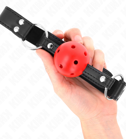 KINK - BÂTON RESPIRANT 4 CM AVEC DOUBLE RIVET CUIR 62,5 x 2,5 CM RÉGLABLE 42-58 CM by KINK COLLAR & GAG