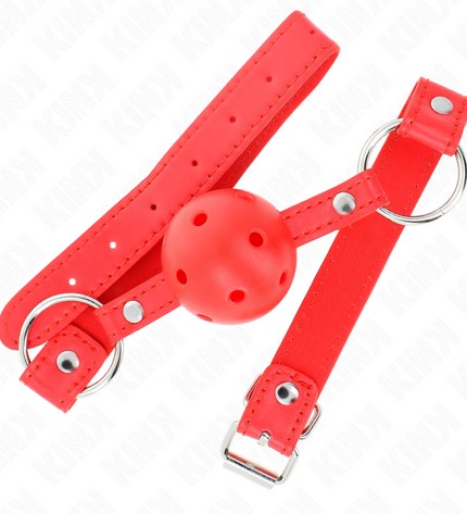 KINK - BÂTON RESPIRANT 4 CM AVEC DOUBLE RIVET MODÈLE 1 ROUGE 62,5 x 2,5 CM RÉGLABLE 42-58 CM by KINK COLLAR & GAG