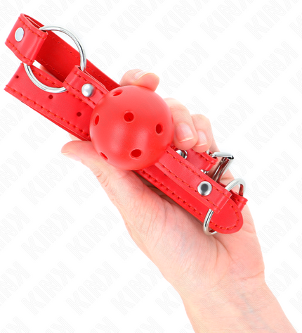 KINK - BÂTON RESPIRANT 4 CM AVEC DOUBLE RIVET MODÈLE 1 ROUGE 62,5 x 2,5 CM RÉGLABLE 42-58 CM by KINK COLLAR & GAG