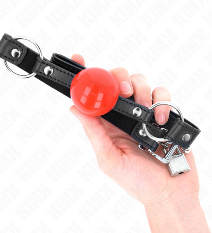 KINK - BÂILLON BALLE 4 CM AVEC SERRURE BOULE ROUGE BRACELET NOIR 60 x 2 CM by KINK COLLAR & GAG