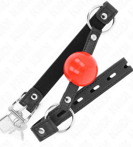 KINK - BÂILLON BALLE 4 CM AVEC SERRURE BOULE ROUGE BRACELET NOIR 60 x 2 CM by KINK COLLAR & GAG