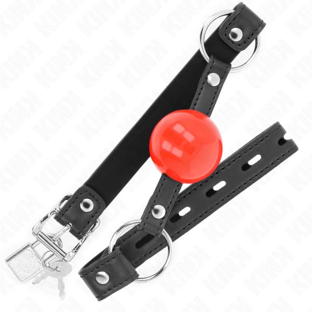 KINK - BÂILLON BALLE 4 CM AVEC SERRURE BOULE ROUGE BRACELET NOIR 60 x 2 CM by KINK COLLAR & GAG