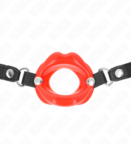 KINK - BÂTON LIP 8 CM AVEC SANGLE EN CUIR ROUGE 63 x 2 CM AJUSTABLE 39-58 CM by KINK COLLAR & GAG