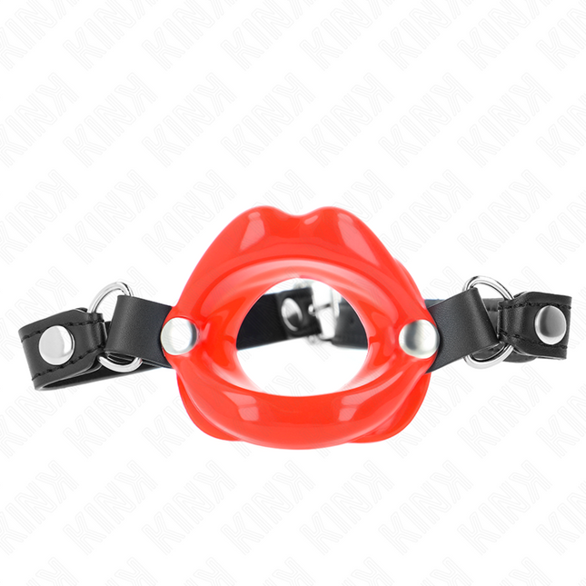 KINK - BÂTON LIP 8 CM AVEC SANGLE EN CUIR ROUGE 63 x 2 CM AJUSTABLE 39-58 CM by KINK COLLAR & GAG