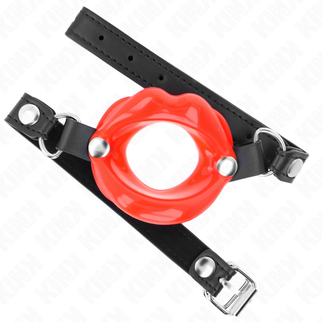 KINK - BÂTON LIP 8 CM AVEC SANGLE EN CUIR ROUGE 63 x 2 CM AJUSTABLE 39-58 CM by KINK COLLAR & GAG