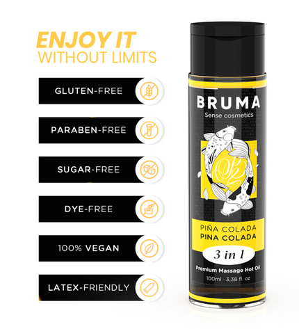 BRUMA - HUILE DE MASSAGE PREMIUM EFFET CHALEUR SAVEUR PINA COLADA 3 EN 1 - 100 ML by BRUMA
