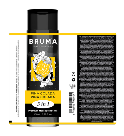 BRUMA - HUILE DE MASSAGE PREMIUM EFFET CHALEUR SAVEUR PINA COLADA 3 EN 1 - 100 ML by BRUMA