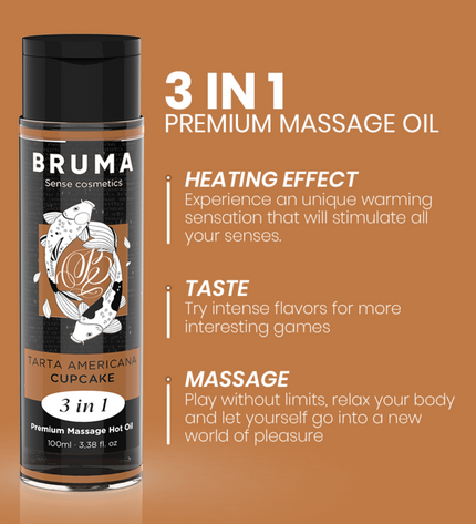 BRUMA - HUILE DE MASSAGE PREMIUM EFFET CHALEUR SAVEUR CUPCAKE 3 EN 1 - 100 ML by BRUMA