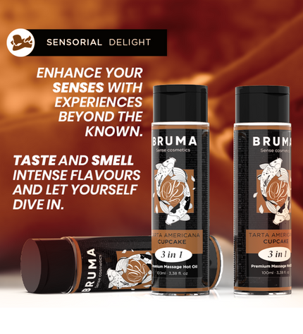 BRUMA - HUILE DE MASSAGE PREMIUM EFFET CHALEUR SAVEUR CUPCAKE 3 EN 1 - 100 ML by BRUMA