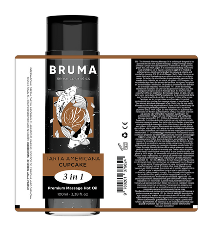 BRUMA - HUILE DE MASSAGE PREMIUM EFFET CHALEUR SAVEUR CUPCAKE 3 EN 1 - 100 ML by BRUMA