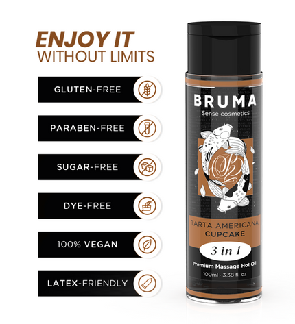 BRUMA - HUILE DE MASSAGE PREMIUM EFFET CHALEUR SAVEUR CUPCAKE 3 EN 1 - 100 ML by BRUMA