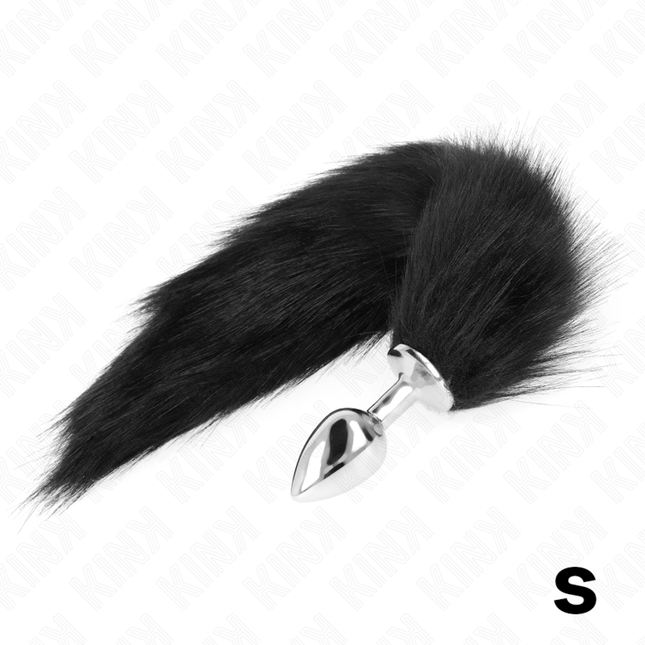 KINK - PLUG ANAL TAILLE S 7 X 3 CM AVEC QUEUE SYNTHÉTIQUE 40 CM NOIR by KINK PLEASURE PLUGS