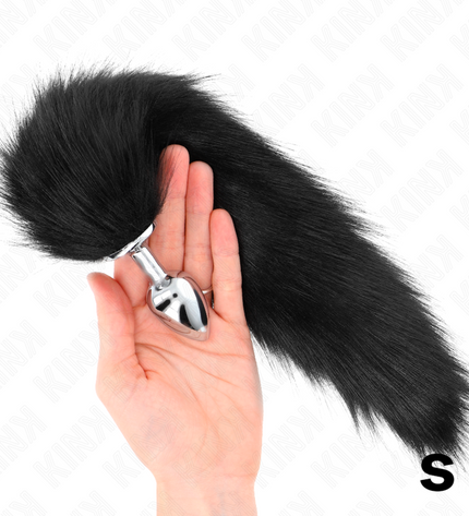 KINK - PLUG ANAL TAILLE S 7 X 3 CM AVEC QUEUE SYNTHÉTIQUE 40 CM NOIR by KINK PLEASURE PLUGS