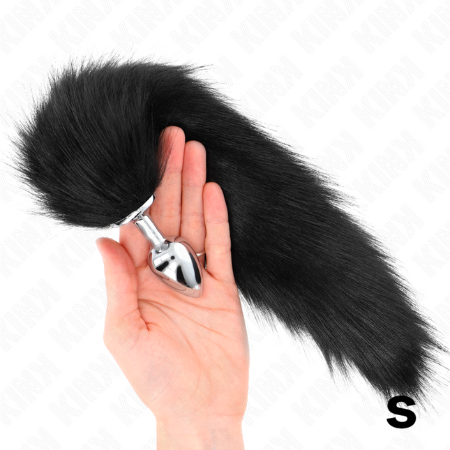 KINK - PLUG ANAL TAILLE S 7 X 3 CM AVEC QUEUE SYNTHÉTIQUE 40 CM NOIR by KINK PLEASURE PLUGS