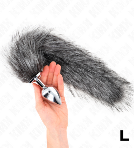 KINK - PLUG ANAL TAILLE L 10 X 4 CM AVEC QUEUE SYNTHÉTIQUE 40 CM GRIS by KINK PLEASURE PLUGS