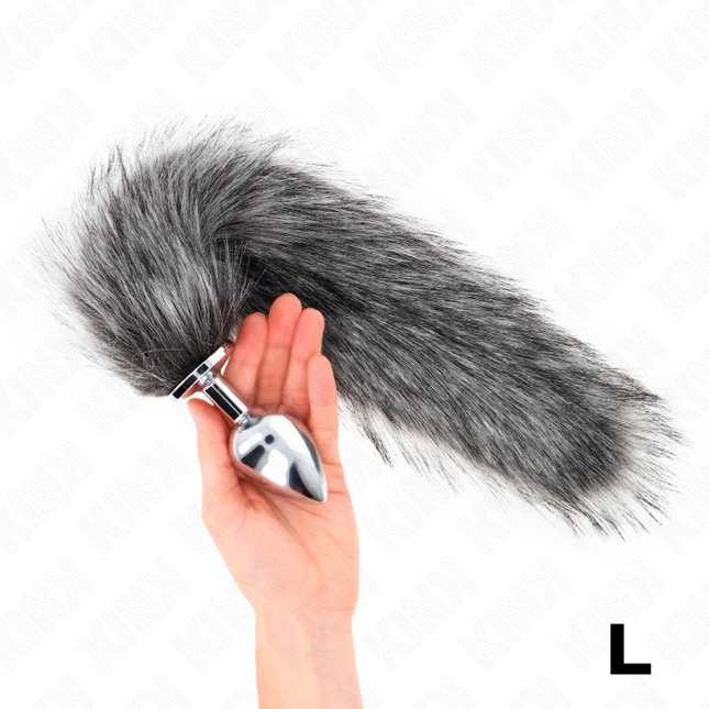 KINK - PLUG ANAL TAILLE L 10 X 4 CM AVEC QUEUE SYNTHÉTIQUE 40 CM GRIS by KINK PLEASURE PLUGS