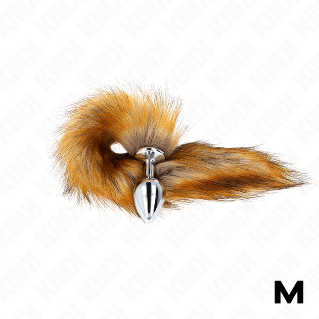 KINK - PLUG ANAL TAILLE M 8 X 3,5 CM AVEC QUEUE SYNTHÉTIQUE 40 CM MARRON - Concombre Boutique