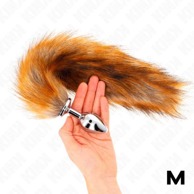 KINK - PLUG ANAL TAILLE M 8 X 3,5 CM AVEC QUEUE SYNTHÉTIQUE 40 CM MARRON by KINK PLEASURE PLUGS