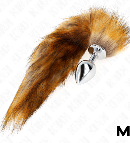 KINK - PLUG ANAL TAILLE M 8 X 3,5 CM AVEC QUEUE SYNTHÉTIQUE 40 CM MARRON - Concombre Boutique
