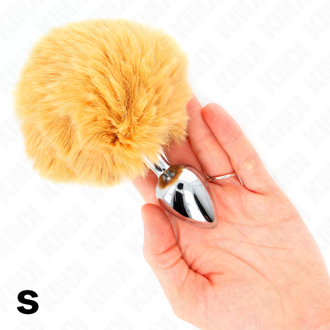 KINK - BOUCHON EN ACIER INOXYDABLE 7 x 3 CM AVEC QUEUE DE LAPIN EN FAUSSE FOURRURE BEIGE 8 CM by KINK PLEASURE PLUGS