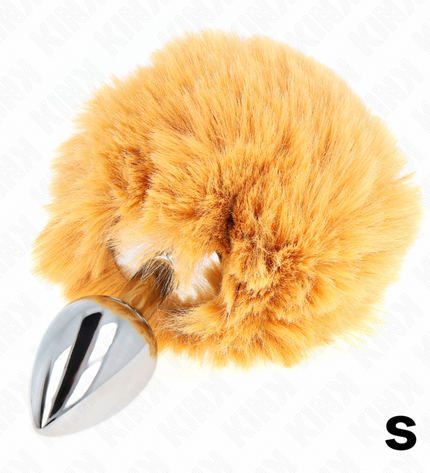 KINK - BOUCHON EN ACIER INOXYDABLE 7 x 3 CM AVEC QUEUE DE LAPIN EN FAUSSE FOURRURE BEIGE 8 CM by KINK PLEASURE PLUGS