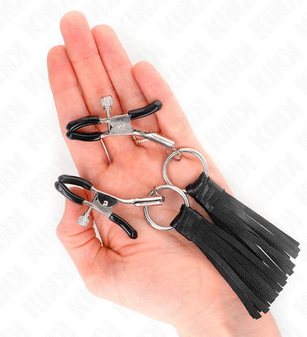 KINK - PINCES À TÉLÉMONS À PAMPONS EN CUIRETTE 6 CM by KINK NIPPLE GRIP