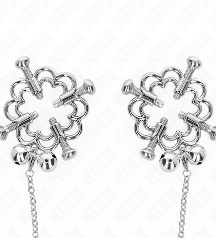 KINK - PINCES À METELLES FLEUR EN MÉTAL AVEC CHAÎNE by KINK NIPPLE GRIP
