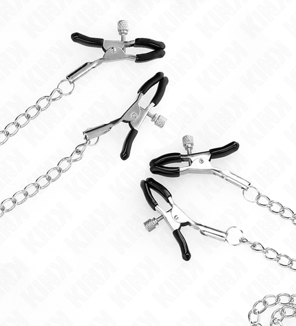 KINK - 4 PINCES À MATELONS ET CLITO RÉGLABLES ARGENT by KINK NIPPLE GRIP