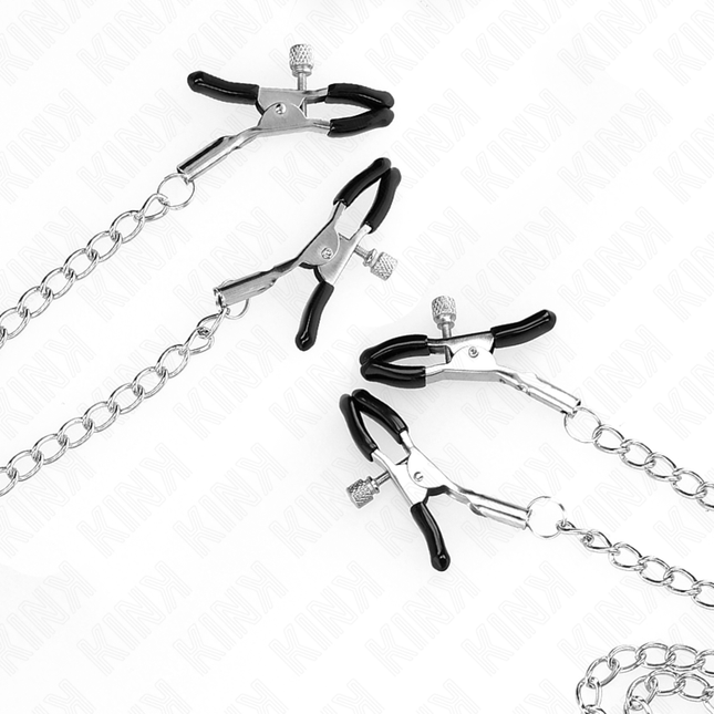 KINK - 4 PINCES À MATELONS ET CLITO RÉGLABLES ARGENT by KINK NIPPLE GRIP