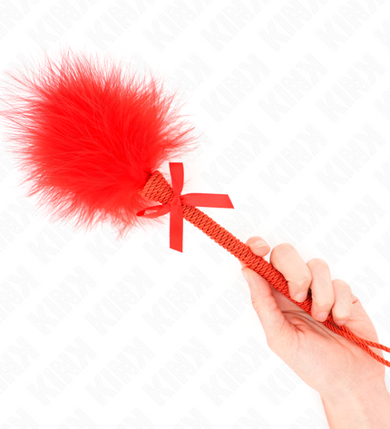 KINK - Baguette en corde de nylon avec plumes chatouillantes et noeud rouge 25 cm by KINK IMPACT & TOUCH