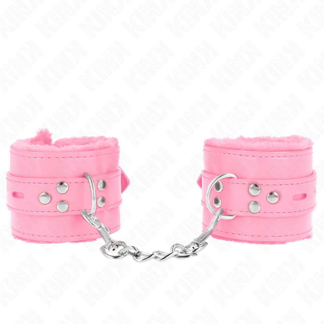 KINK - APPUI-POIGNETS DOUBLÉS DE FOURRURE AVEC TROUS CARRÉS ROSE ET CEINTURE ROSE RÉGLABLE 17-29 CM X 6 CM by KINK WRIST RESTRAINT