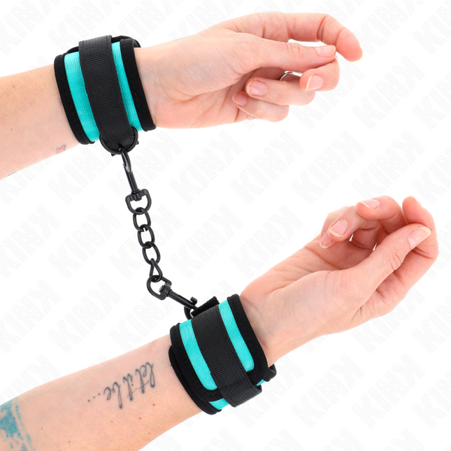 KINK - APPAREILS DE POIGNET EN NYLON À CROCHET ET BOUCLE NOIR-BLEU RÉGLABLE 18-32 CM X 5 CM by KINK WRIST RESTRAINT