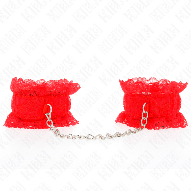 KINK - ATTENTES-POIGNETS ÉLASTIQUES EN DENTELLE ROUGE by KINK WRIST RESTRAINT