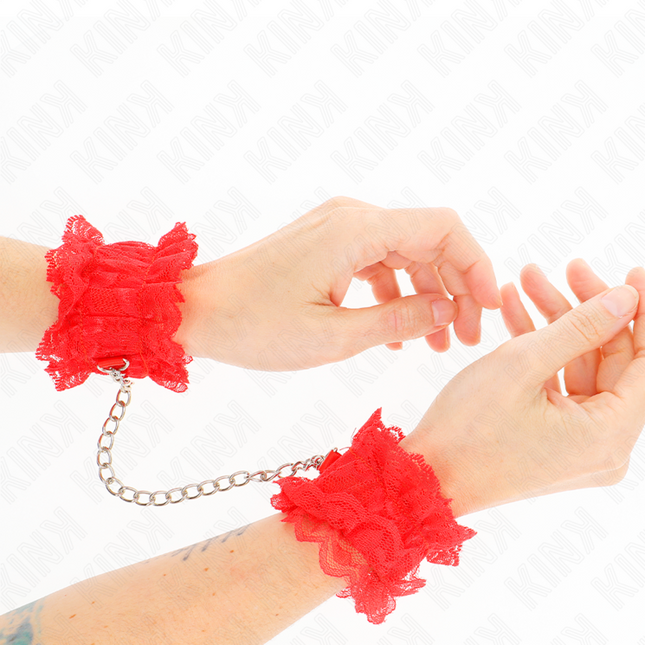 KINK - ATTENTES-POIGNETS ÉLASTIQUES EN DENTELLE ROUGE by KINK WRIST RESTRAINT