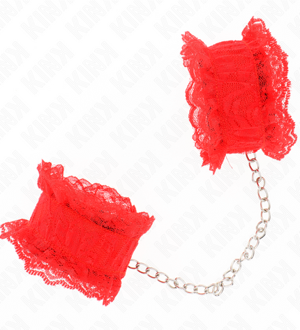 KINK - ATTENTES-POIGNETS ÉLASTIQUES EN DENTELLE ROUGE by KINK WRIST RESTRAINT