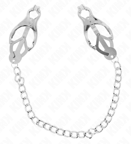 KINK - PINCES À METELLES TRÈFLE JAPONAIS AVEC CHAÎNE ARGENT 30 CM by KINK NIPPLE GRIP