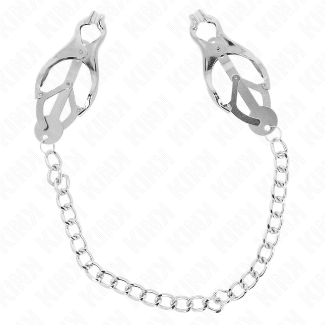 KINK - PINCES À METELLES TRÈFLE JAPONAIS AVEC CHAÎNE ARGENT 30 CM by KINK NIPPLE GRIP
