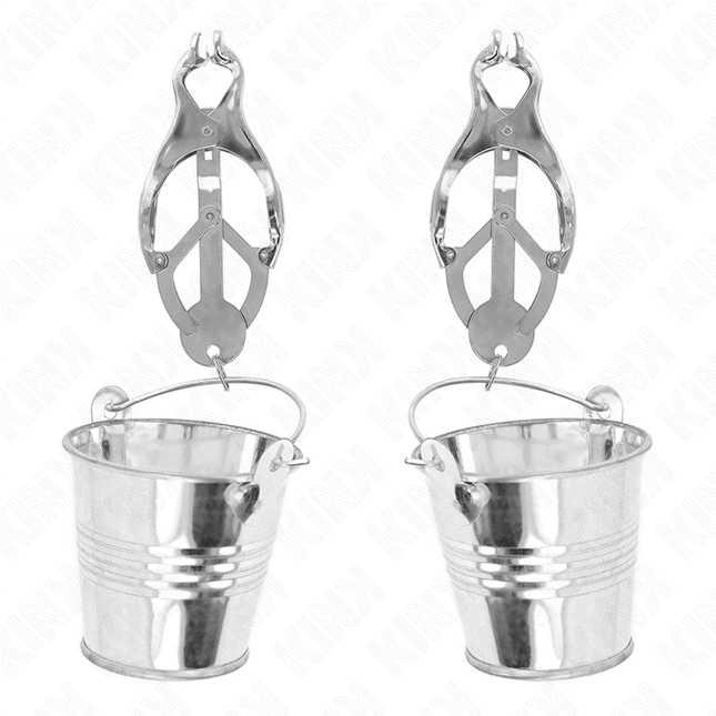 KINK - PINCES À SEINS TRÈFLE JAPONAIS AVEC SEAU ARGENT by KINK NIPPLE GRIP