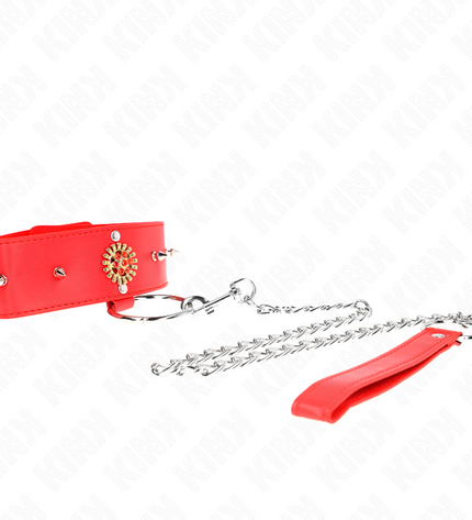 KINK - COLLIER DIAMANTS ROUGES AVEC CEINTURE 65 CM AJDUSTABLE 35-51 CM X 7 CM by KINK COLLAR & GAG