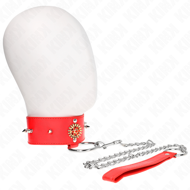 KINK - COLLIER DIAMANTS ROUGES AVEC CEINTURE 65 CM AJDUSTABLE 35-51 CM X 7 CM by KINK COLLAR & GAG