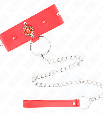 KINK - COLLIER DIAMANTS ROUGES AVEC CEINTURE 65 CM AJDUSTABLE 35-51 CM X 7 CM by KINK COLLAR & GAG