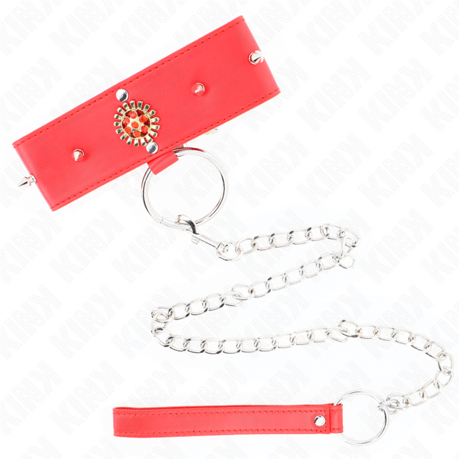 KINK - COLLIER DIAMANTS ROUGES AVEC CEINTURE 65 CM AJDUSTABLE 35-51 CM X 7 CM by KINK COLLAR & GAG