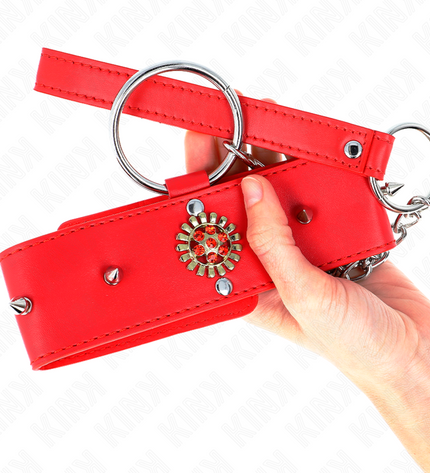 KINK - COLLIER DIAMANTS ROUGES AVEC CEINTURE 65 CM AJDUSTABLE 35-51 CM X 7 CM by KINK COLLAR & GAG
