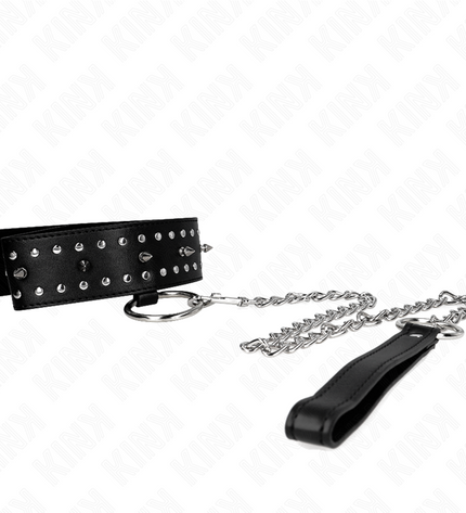 KINK - COLLIER AVEC LAISSE 65 CM AVEC CLOUS ARGENTÉS MODÈLE 1 AJUSTABLE 36-43 CM X 5 CM by KINK COLLAR & GAG