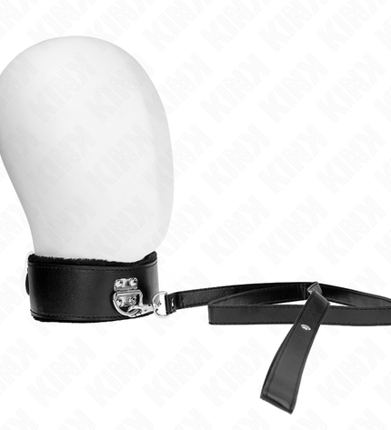 KINK - COLLIER AVEC LAISSE 116 CM AVEC CLOUS ARGENTÉS MODÈLE 4 NOIR AJUSTABLE 40-48 CM X 6 CM by KINK COLLAR & GAG