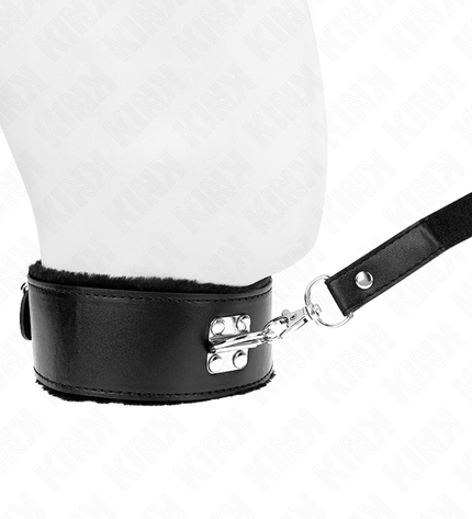 KINK - COLLIER AVEC LAISSE 116 CM AVEC CLOUS ARGENTÉS MODÈLE 4 NOIR AJUSTABLE 40-48 CM X 6 CM by KINK COLLAR & GAG