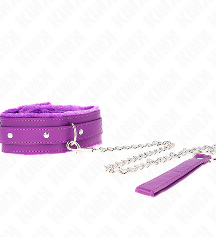 KINK - COLLIER AVEC LAISSE 65 CM AVEC RESTRICTIONS VIOLET 36-42 CM X 5,5 CM by KINK COLLAR & GAG